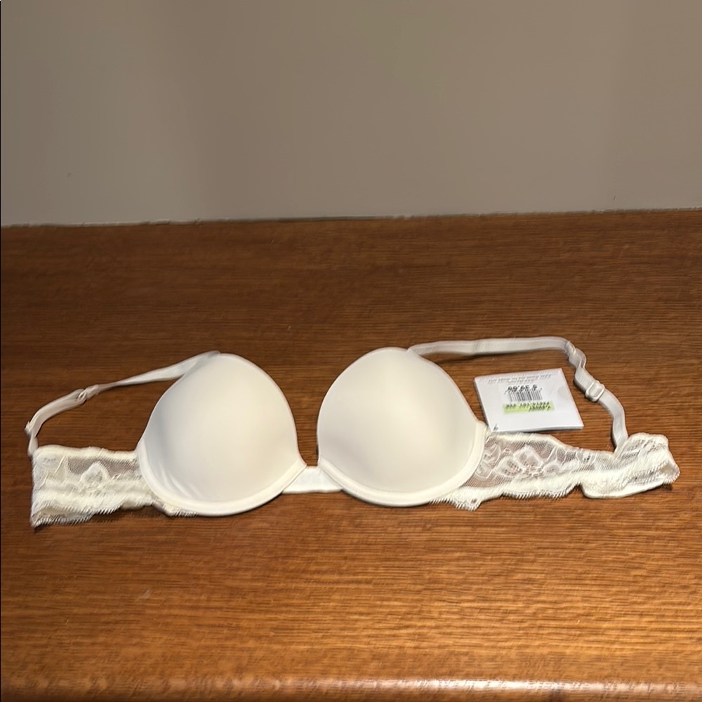 Calvin Klein Cream Bra with Molded Cups and Adjustable Straps